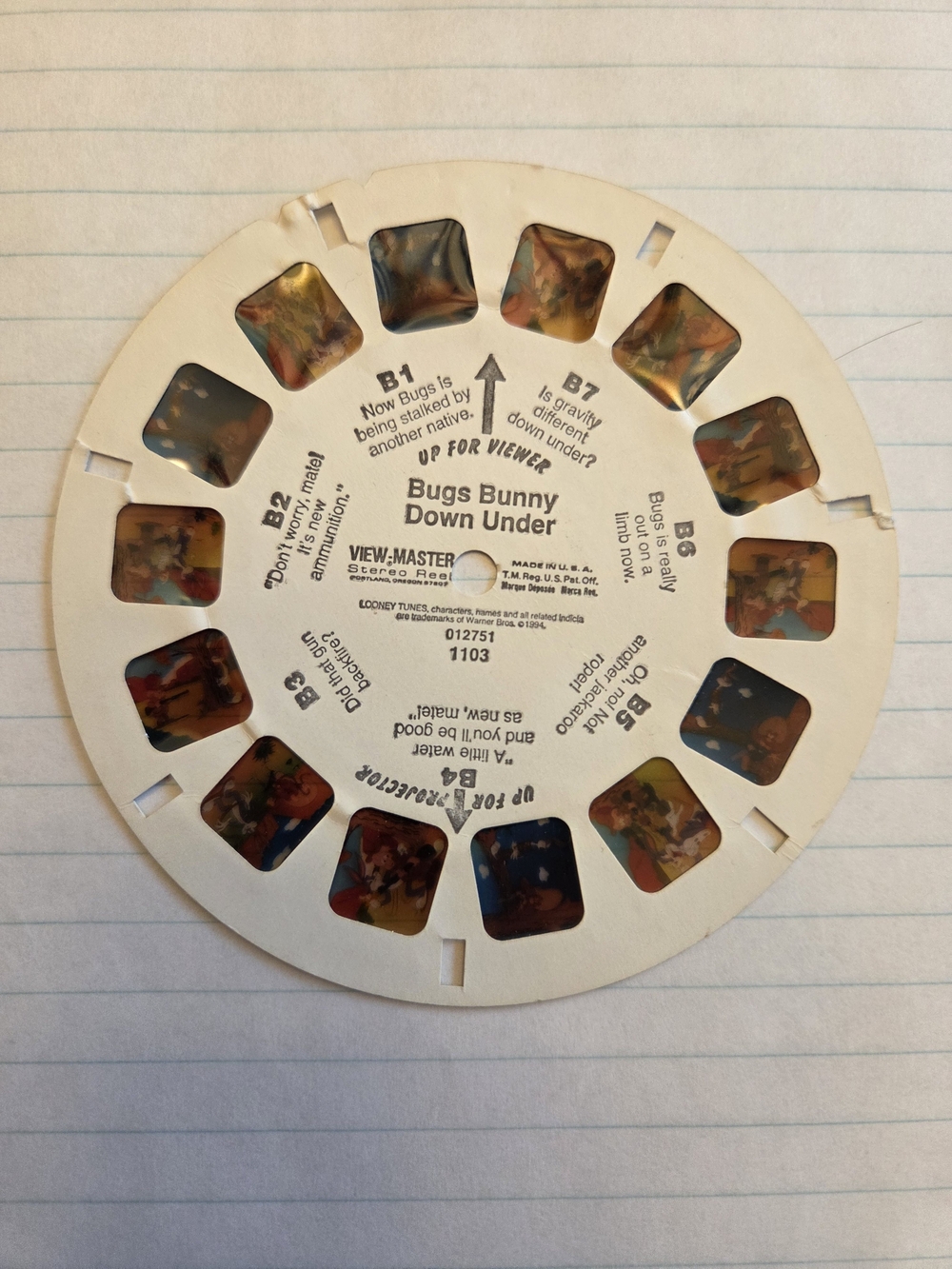View-Master Bugs Bunny Down Under Reel - White
